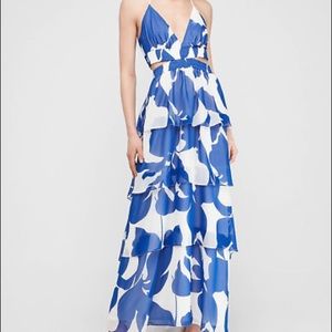 Floral Tiered Twist Back Maxi Dress